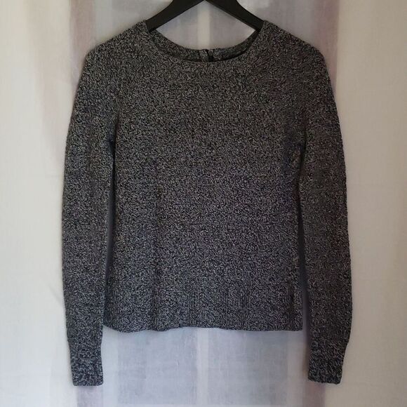 American Eagle Women's Sweater Size S Black Gray Cotton Wool Blend Zip Up Back - Picture 1 of 10